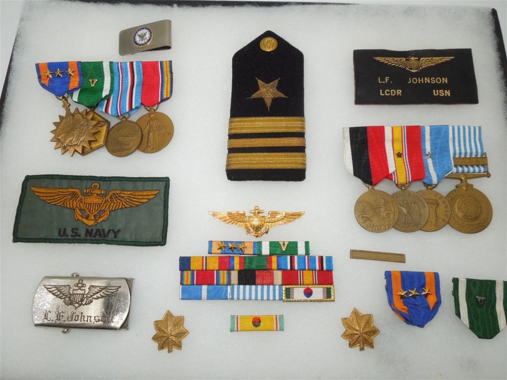 Lot 387: WWII - Korean War US Naval Aviator Named Medal Wings Group
