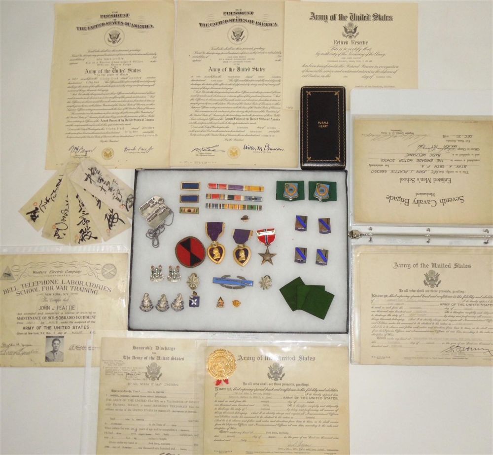 Lot 392: WWII - Korean War Named 7th Infantry Division Purple Hearts, BS Medal & Document Archive