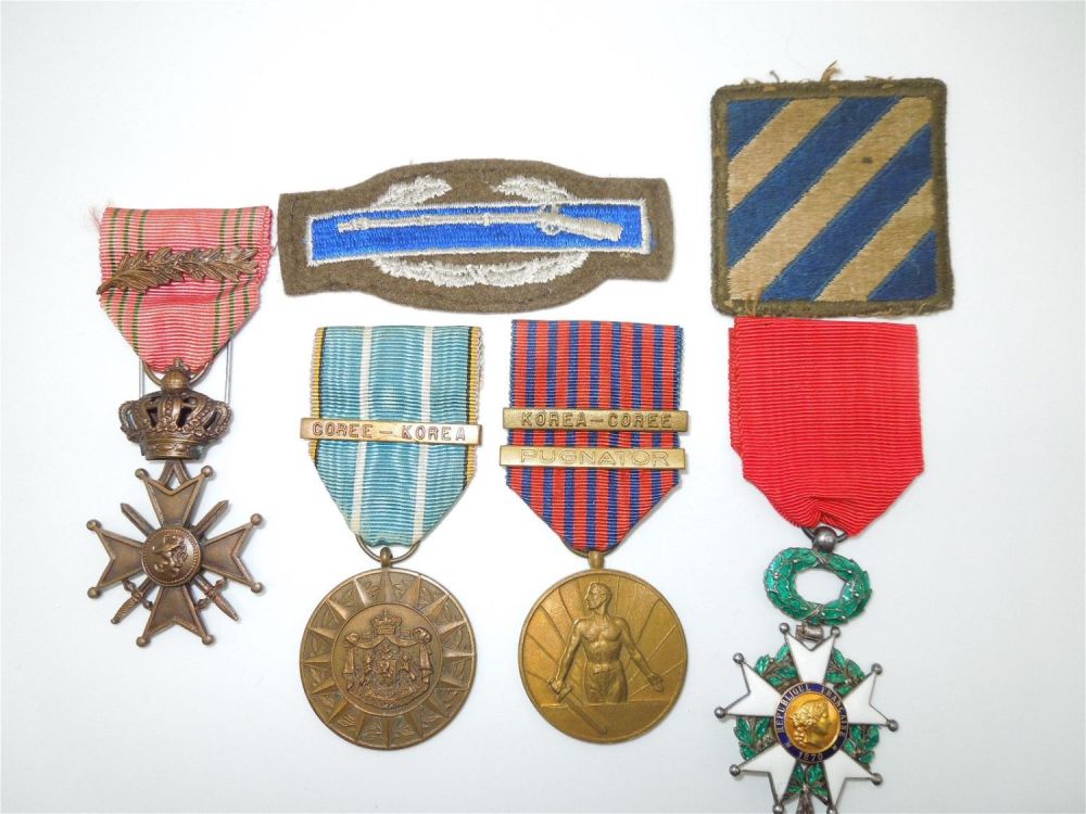 Lot 399: Belgian & French Korean War Medals CIB 3rd Division