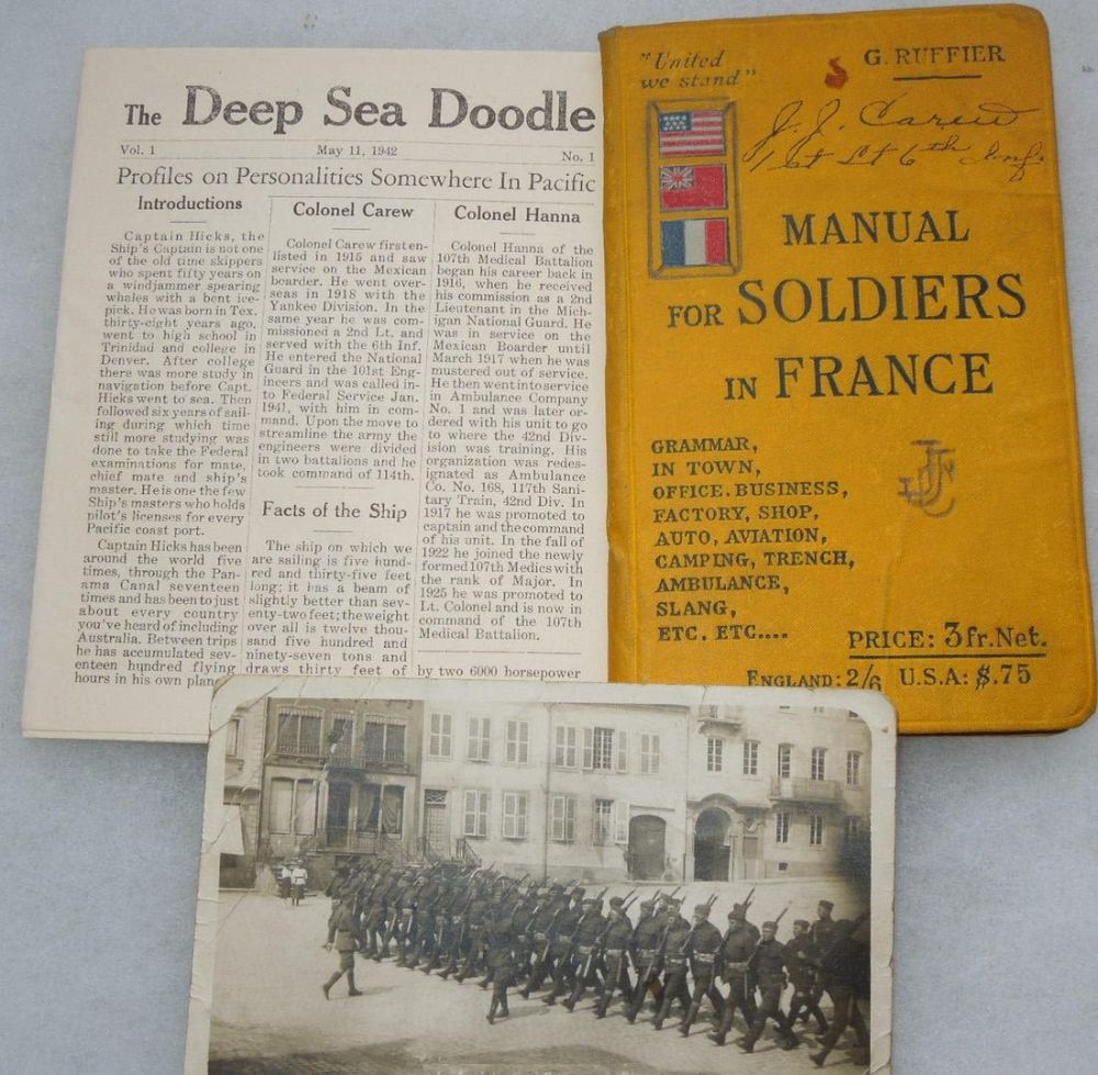 Lot 414: WWI 6th Division WWII 114th Engineer DSC SS Colonel Carew Photo Book Paper
