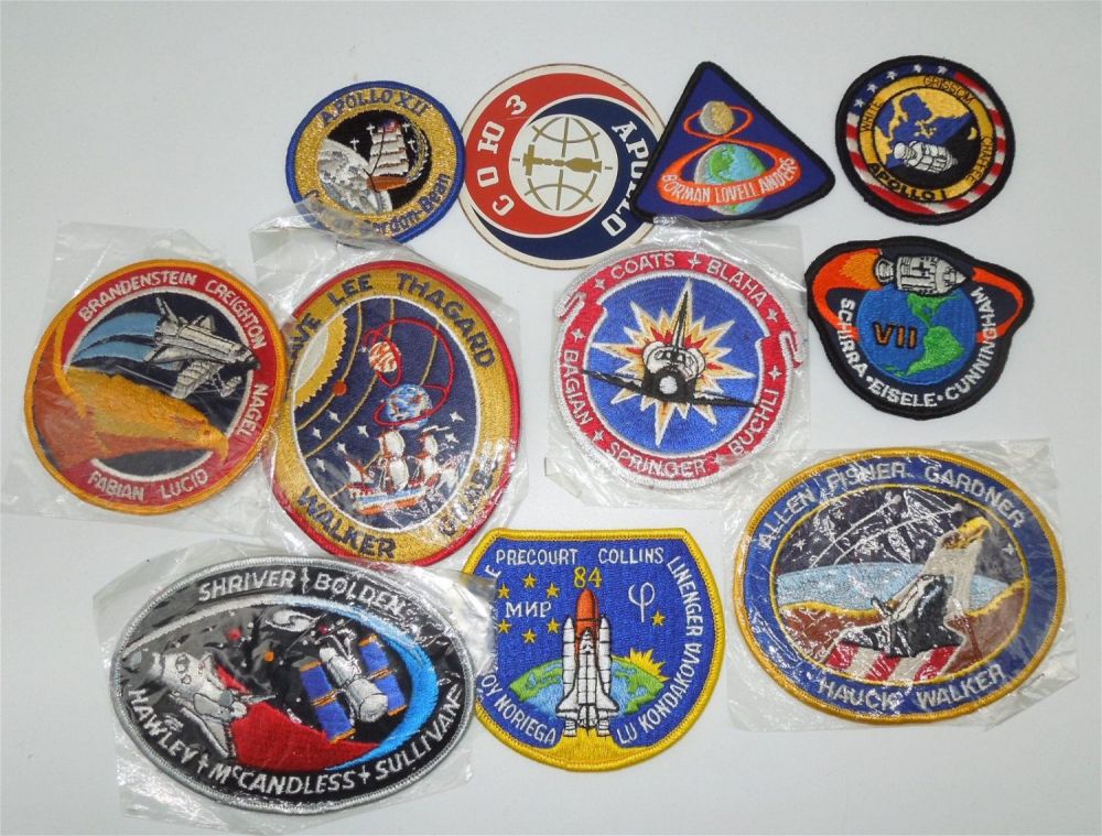 Lot 436: Vintage NASA Apollo Astronaut Named Embroidered Patches Lot of 11