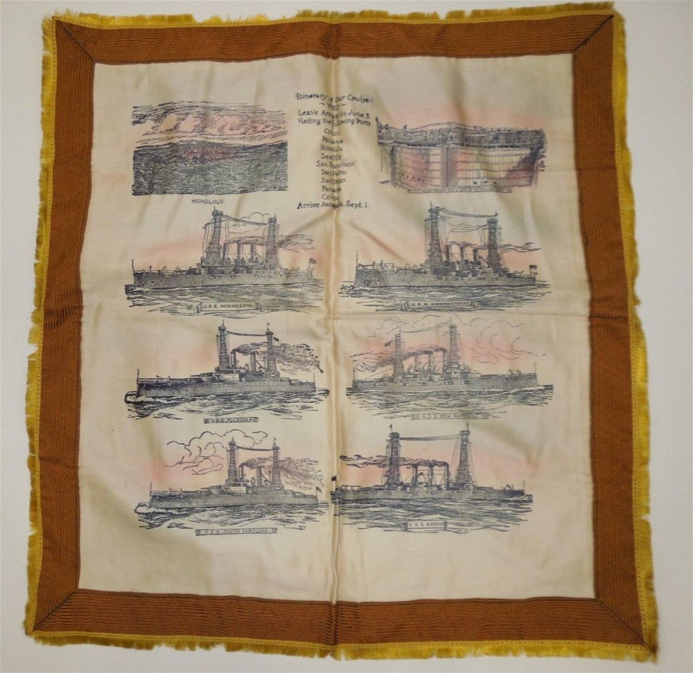 Lot 456: 1920 US Navy World Battleship Cruise Pillow Cover