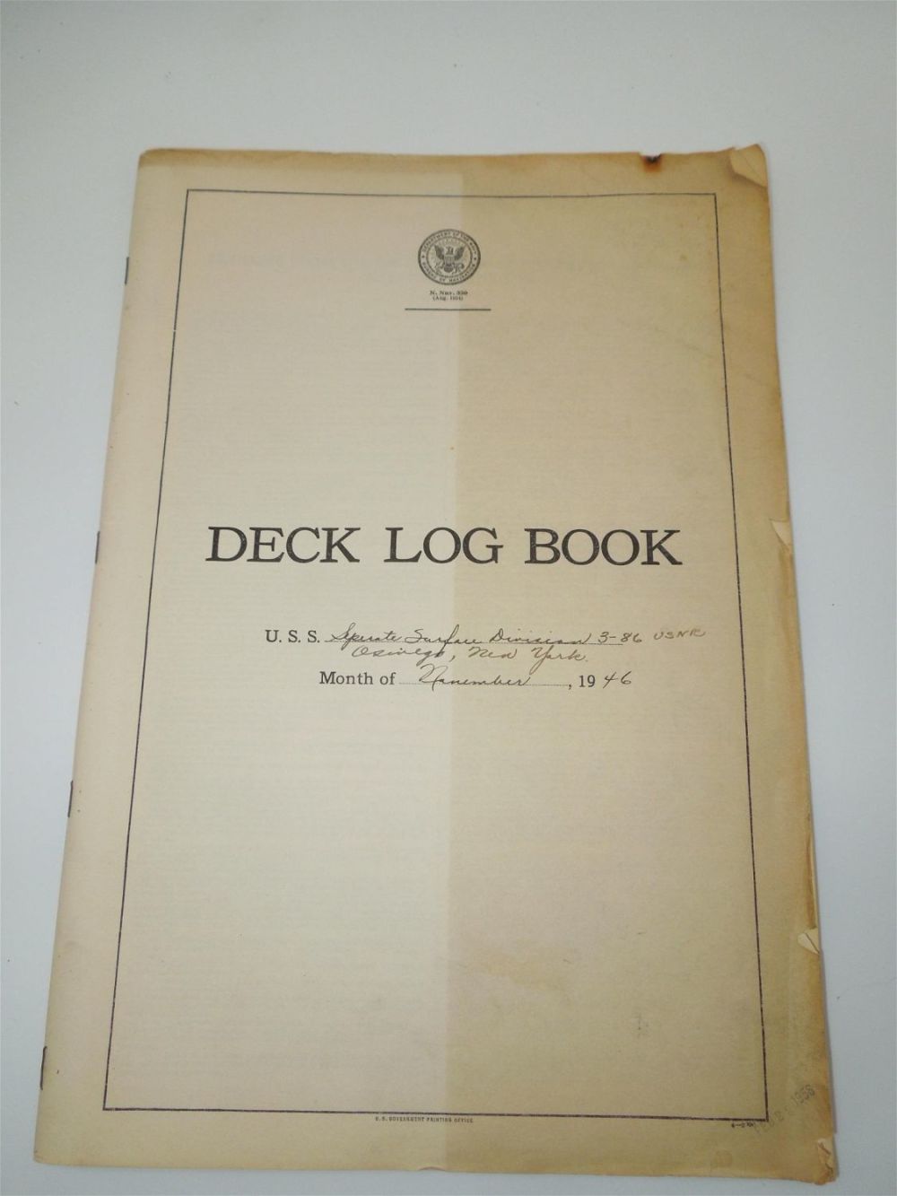 Lot 461: Navy Naval Reserve Militia Armory Deck Log Book 1946-47 USNR Oswego New York