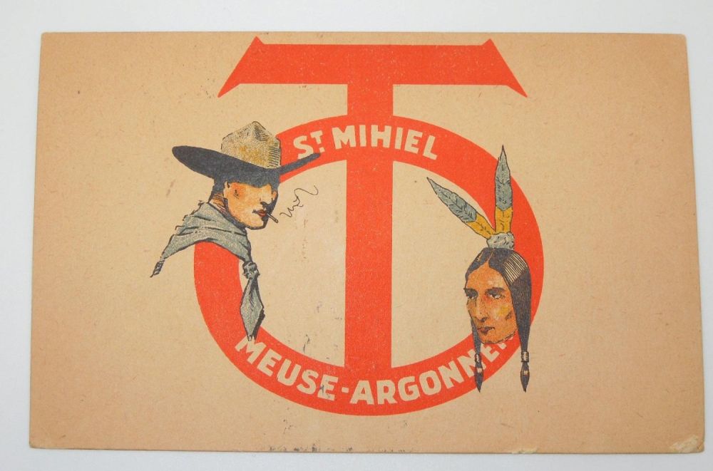 Lot 139: WWI Censored US Army 90th Infantry Division Tough Ombres Postcard