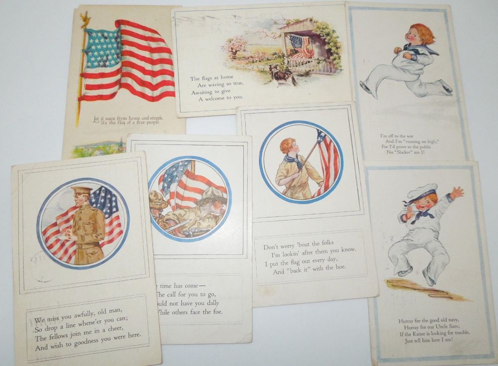 Lot 141: WWI Kelly Field & 609 Aero Squadron Army & Navy Cartoon Postcards