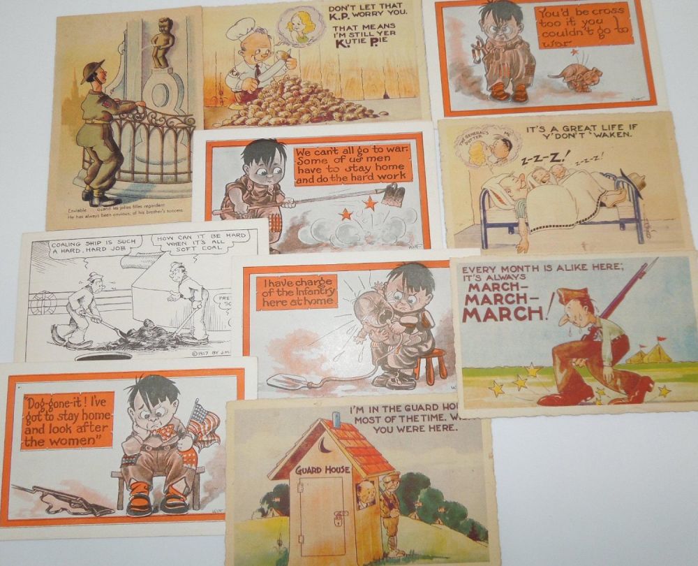 Lot 142: US Army WWI - 1940s Military Cartoon Postcards Homefront