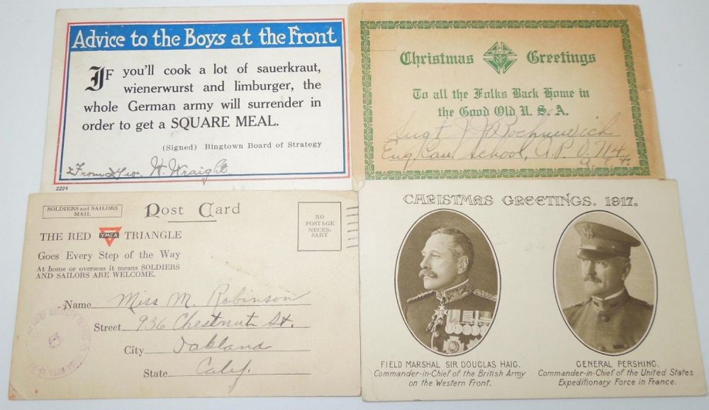 Lot 143: WWI US Military Postcards YMCA Pershing, Boys at Front, A.E.F.
