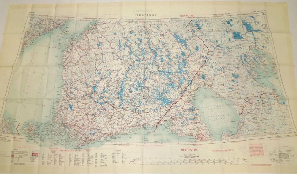 Lot 171: Helsinki & Trondheim 1953 Dated Air Force Restricted Silk Pilot Map