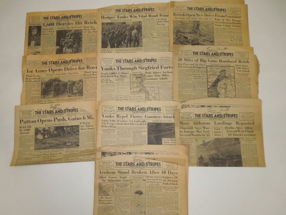 Lot 207: WWII US Military Stars & Stripes Newspapers
