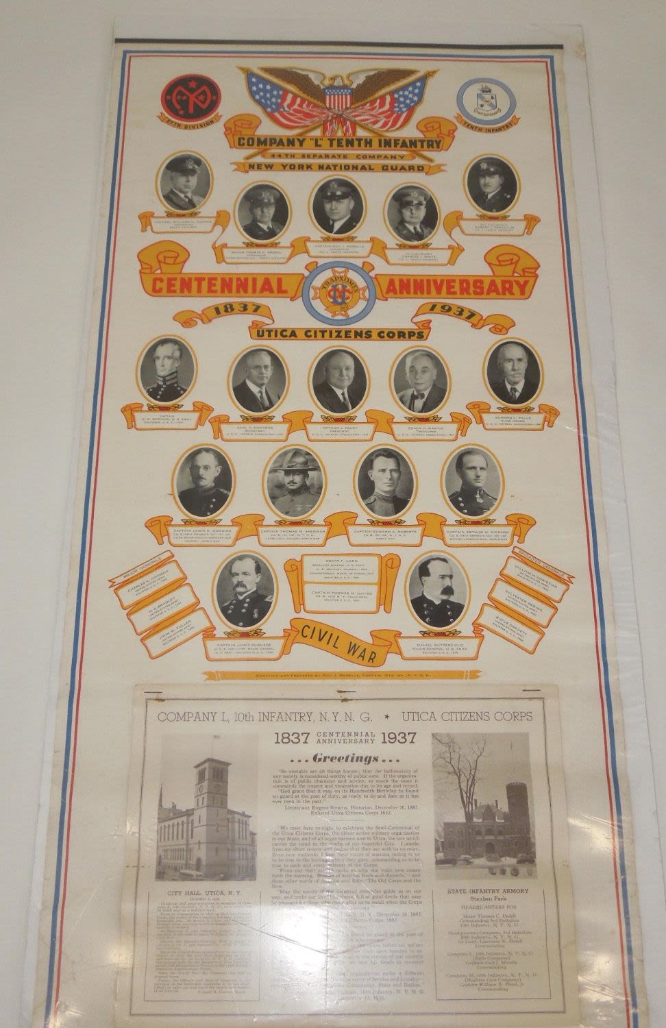 Lot 217: 1937 Army Utica NY 27th Division National Guard Citizens Corps Anniversary Calendar Poster
