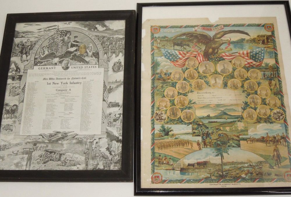 Lot 220: 1908 - WWI NY National Guard 1st Infantry Roster & Photo Poster Philippines Germany Lot
