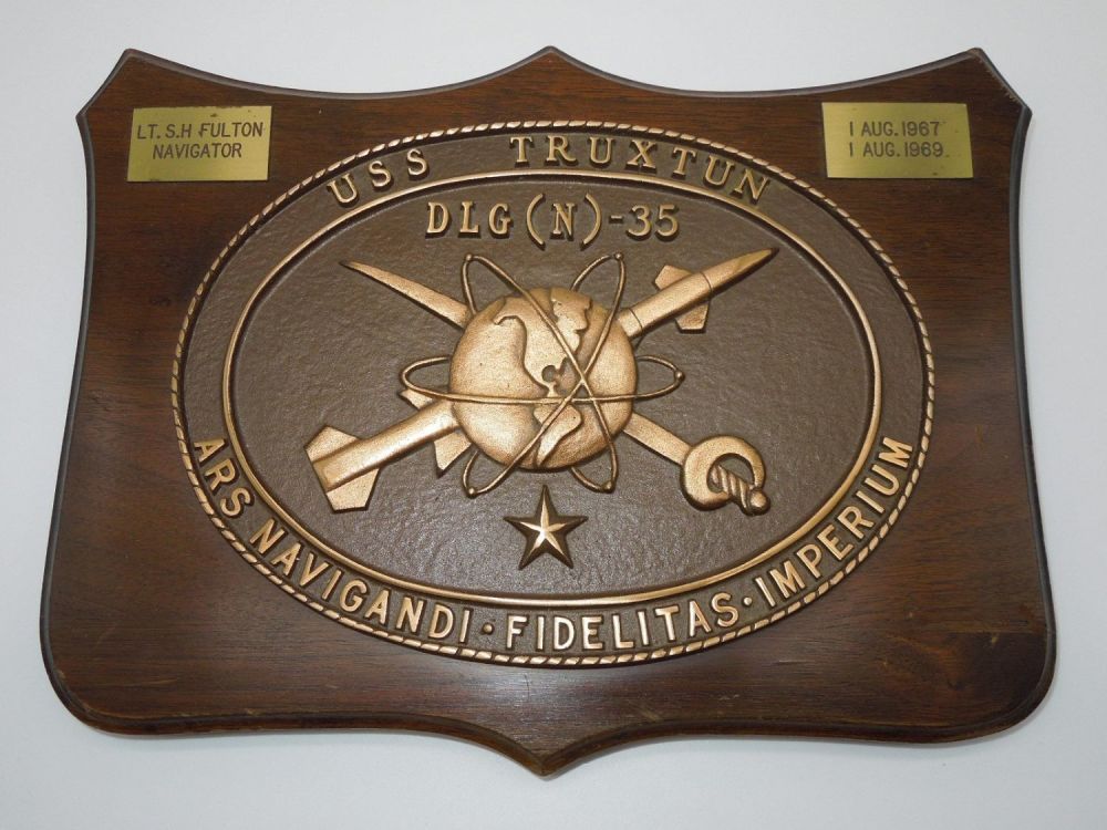 Lot 228: USN Navy Vietnam Era 1969 USS Truxton DLG(N)-35 Nuclear Cruiser Navigator Plaque