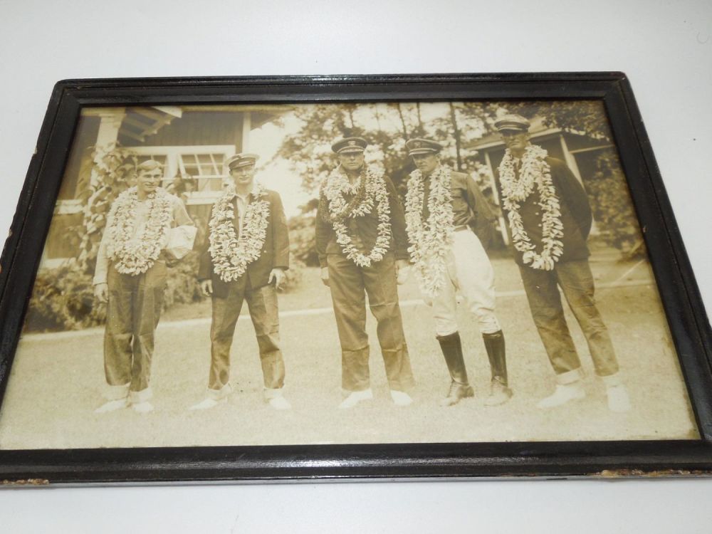 Lot 260: 1925 US Navy Hawaiian Aviation Commander Rogers & Crew Framed Photograph