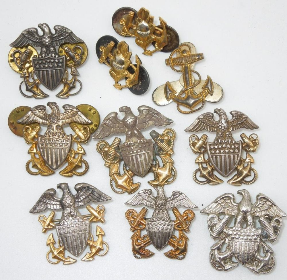 Lot 303: WWII US Navy Officer & WAVES Medical Pins Sterling