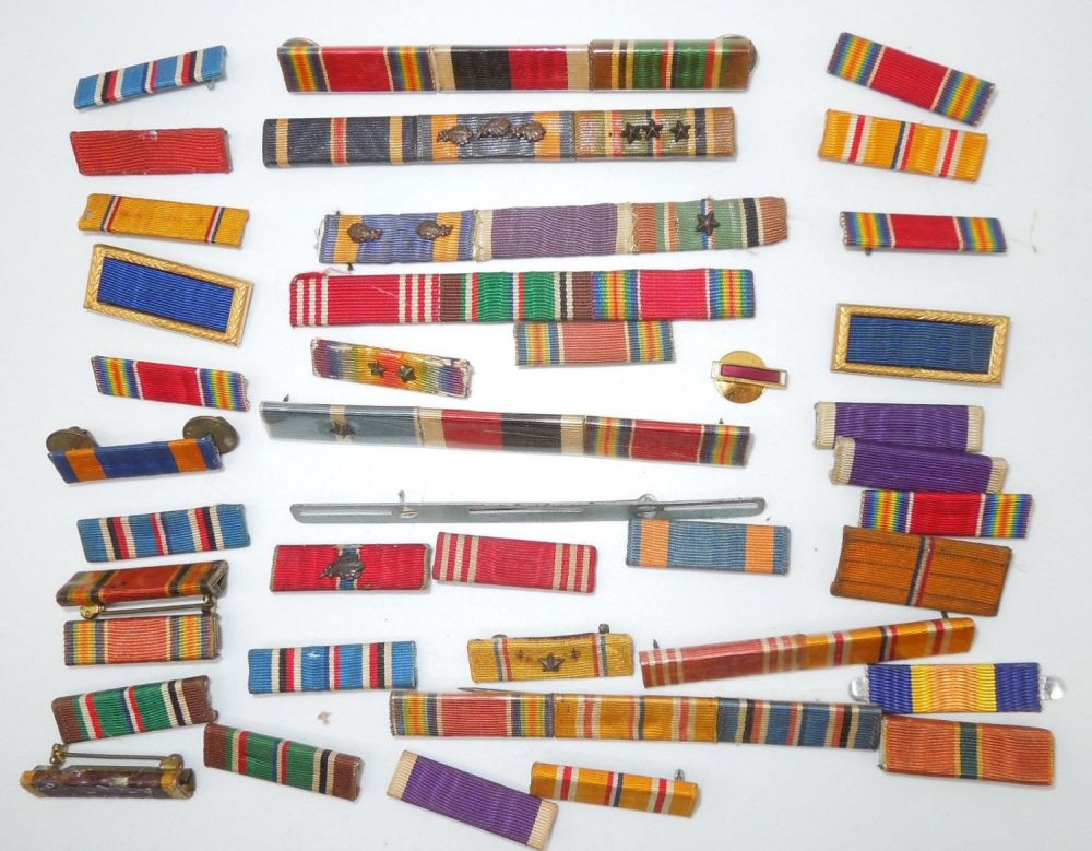 Lot 307: WWII US Army & AAF Air Force Ribbon Bars Purple Heart Air Medal Lot