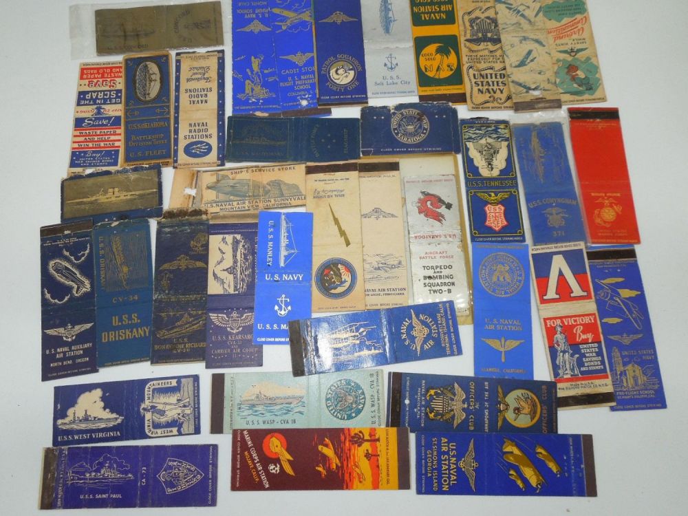 Lot 327: WWII Era US Navy & Marines Match Book Covers Pearl Harbor Ships Carriers