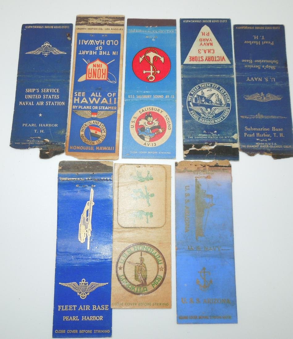 Lot 328: WWII US Navy Pearl Harbor Signed USS Arizona Matchbook Covers Hawaii