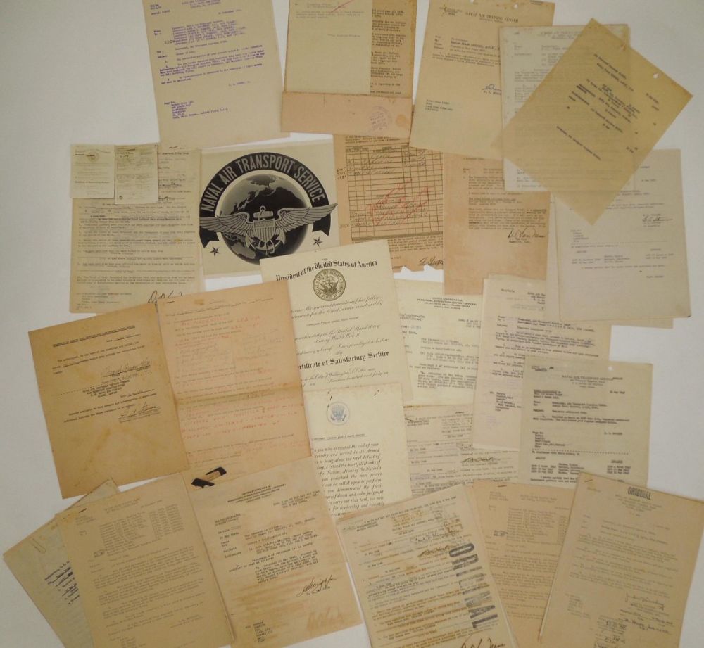 Lot 333: WWII USNR Navy Naval Aviator Air Transport Officer Pilot Documents & Paper Group