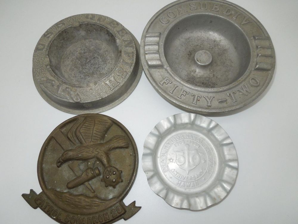 Lot 336: Vietnam Era USN Navy Plaques Ashtrays Submarines USS Queenfish Pearl Harbor PS 23