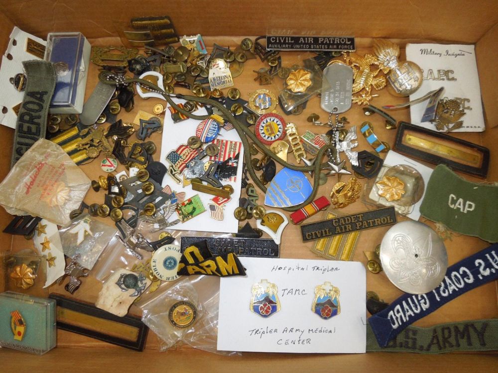 Lot 358: Large Lot Military Pins Patches Insignia Badges
