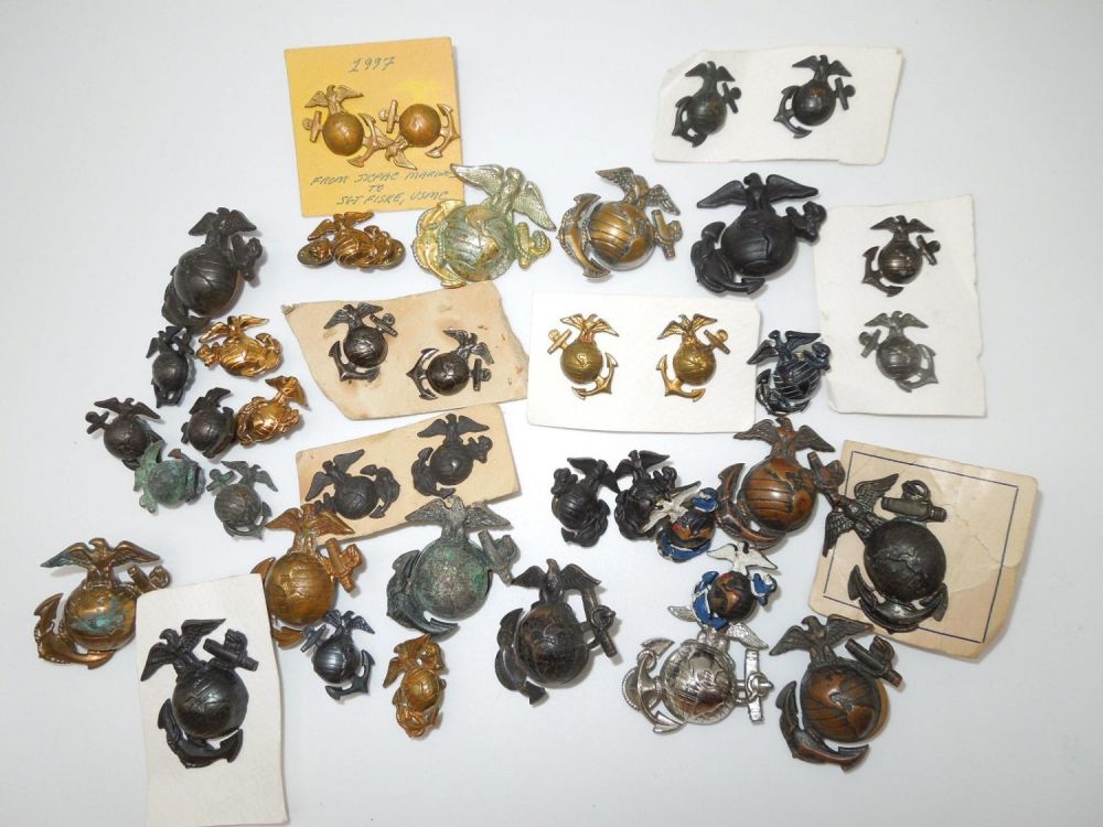 Lot 362: WWII -  Vietnam USMC Marine Corps Eagle Globe Anchor EGA Lot