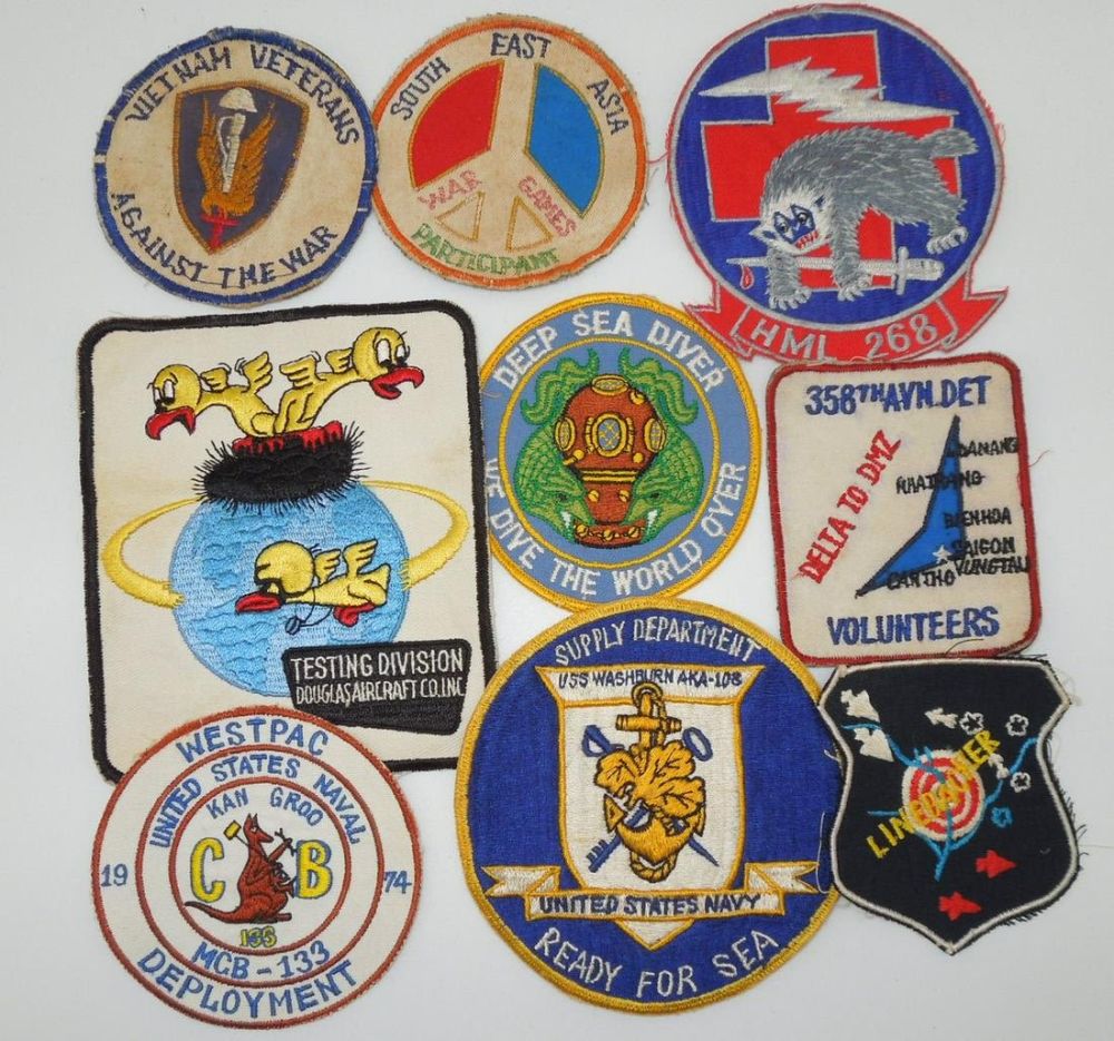 Lot 394: Vietnam Era USAF & Navy Patches 358th AVN Linebacker USS Washburn plus more