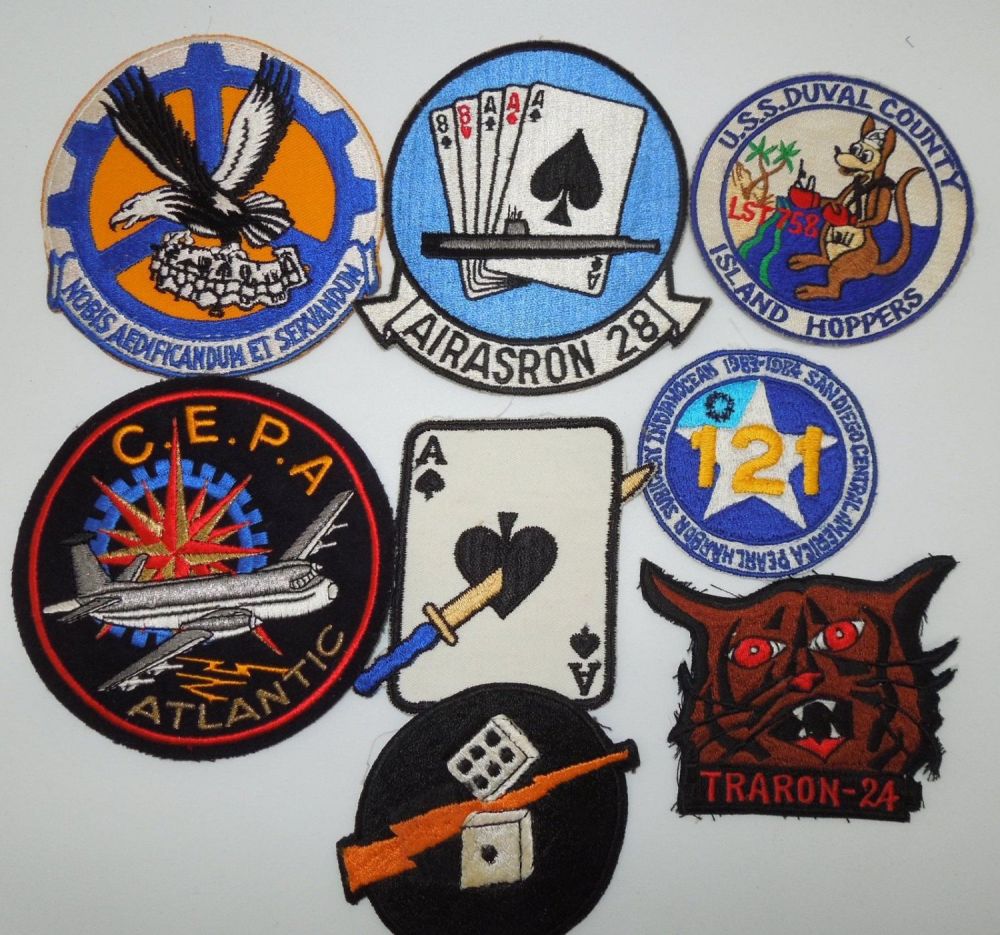Lot 396: Vietnam Era Patches USS Duval County TRARON-24 Custom Made, plus more