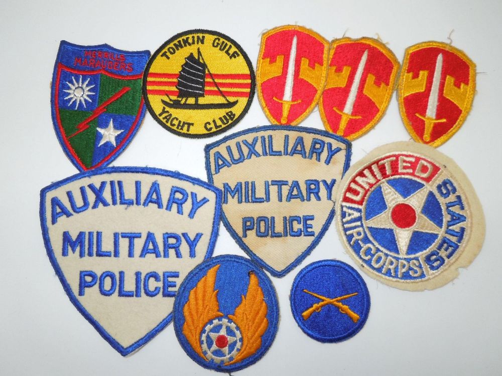 Lot 404: WWII - Vietnam Patches Merrills Marauders, Tonkin Gulf, Military Police, AA Corps, etc.