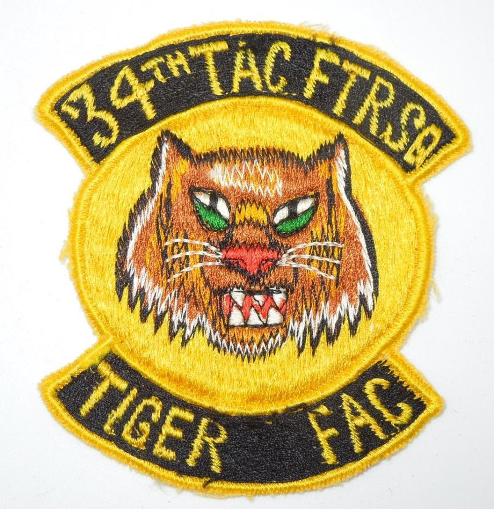 Lot 422: Vietnam Theater Made 34th TFS Tiger FAC Air Force Fighter Patch