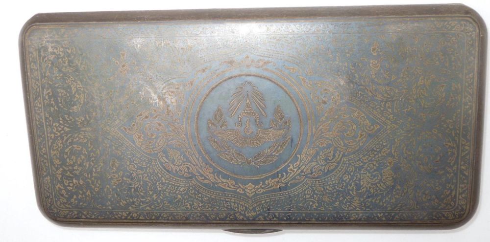 Lot 450: 1966 Sterling Thai Air Force Cigarette Case to USAF Col. Jet Ace