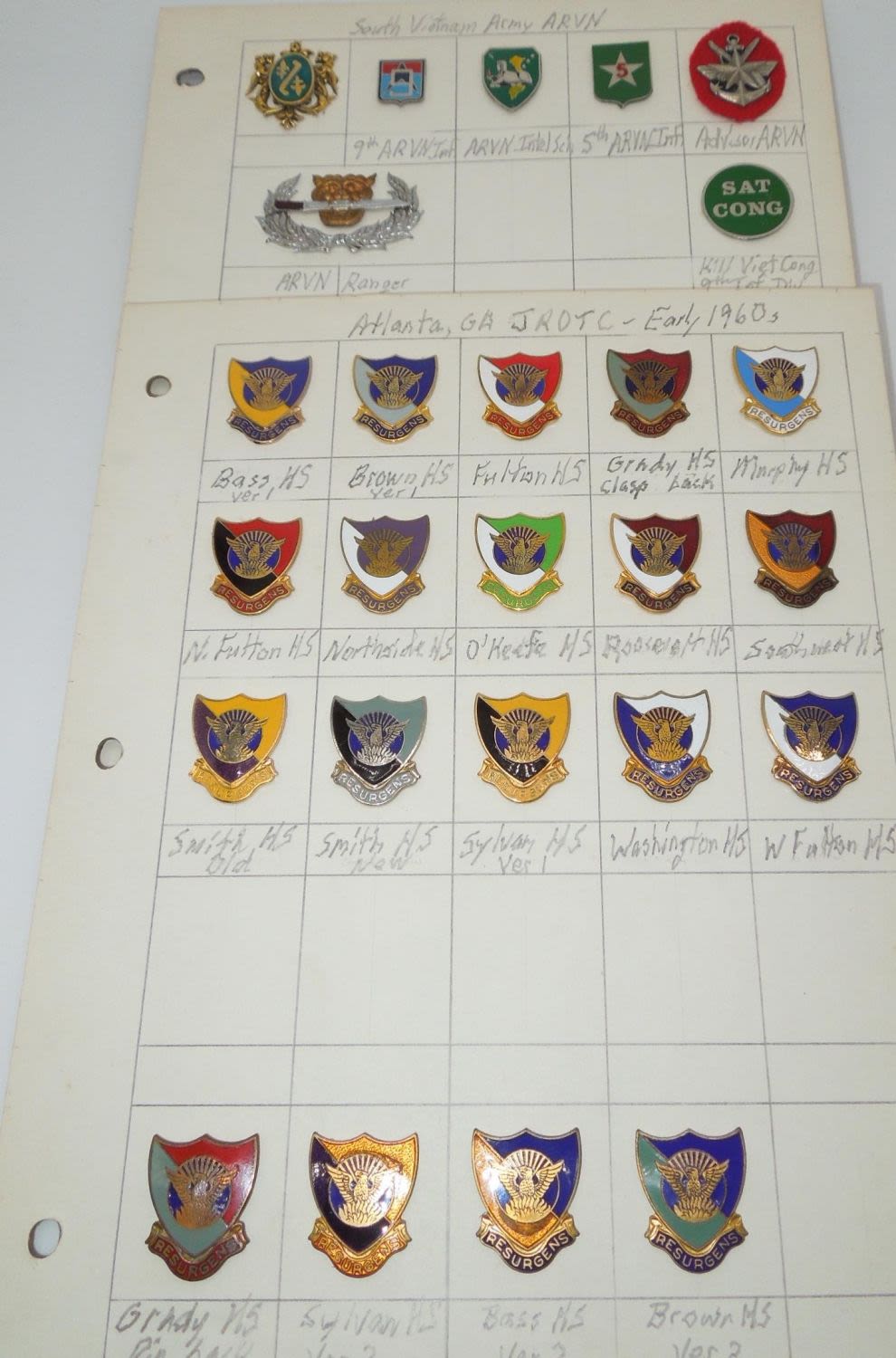 Lot 542: Vintage JROTC Schools & ARVN South Vietnam DUI Unit Crest Pins