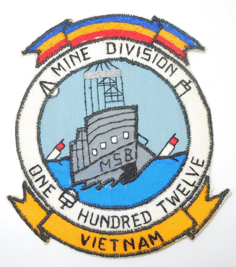 Lot 200: 1960s Vietnamese Made US Navy Mine Division 112 Patch