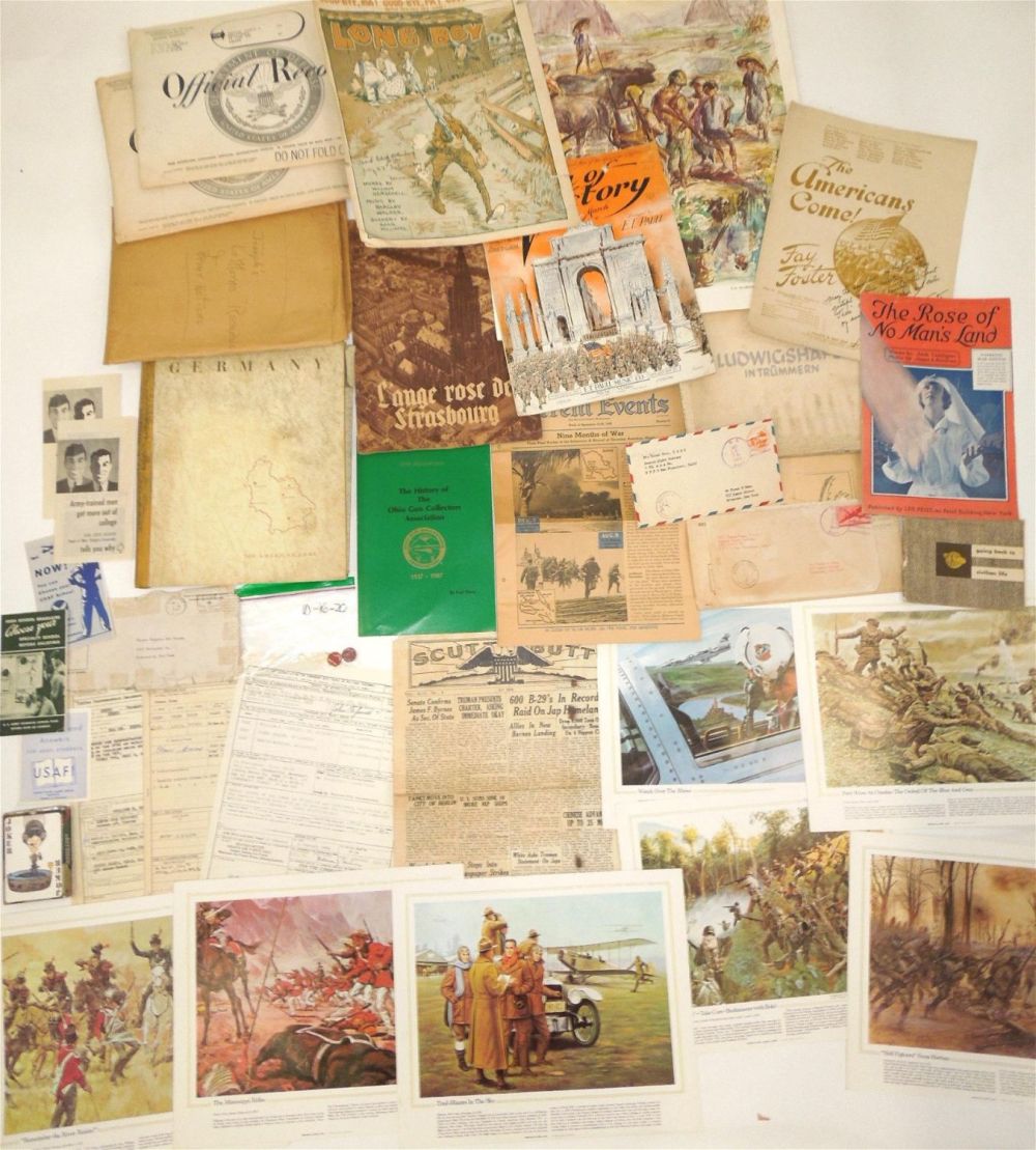 Lot 218: Large Military Ephemera Paper Books Named Documents Sheet Music Pictures Lot #2