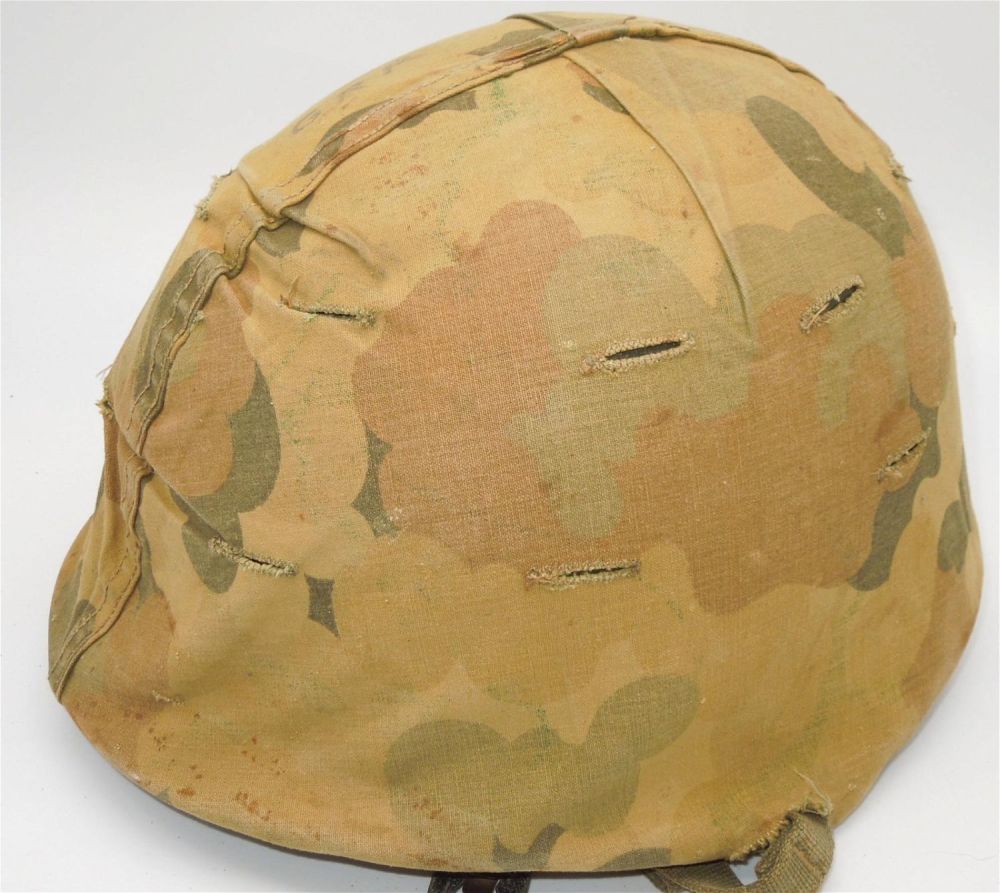 Lot 221: Vietnam War US Army Airborne M-1 Helmet, Liner, & Camo Cover