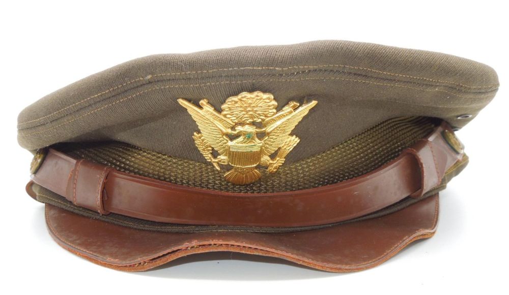 Lot 223: WWII Era US Army Air Force AAF Officers Crusher Visor Cap Hat