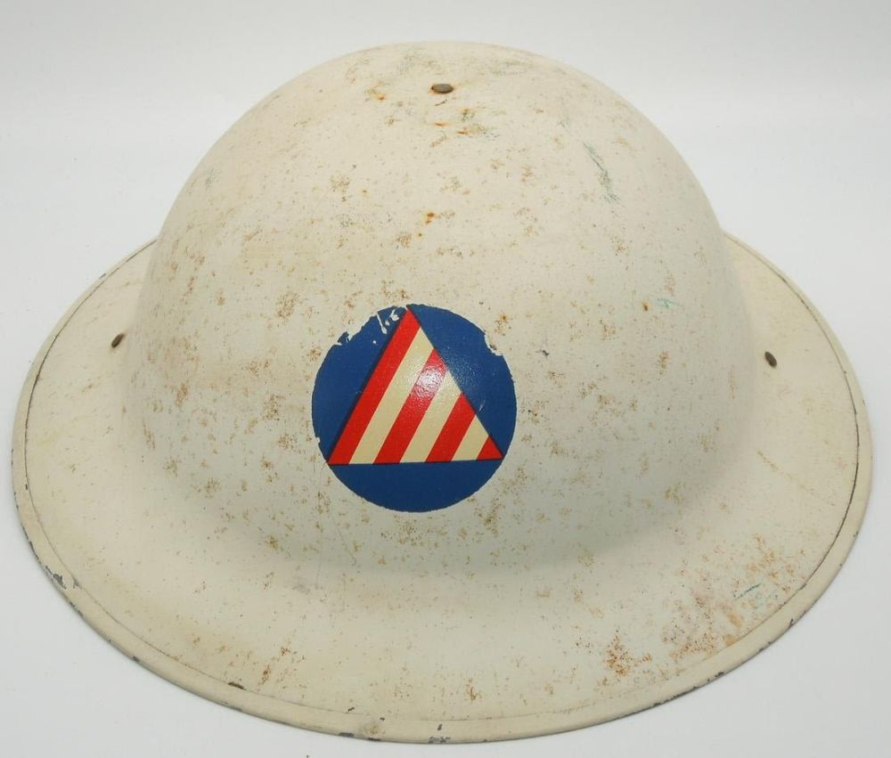 Lot 224: WWII Civil Defense CD Air Raid Warden Painted Helmet Home Front
