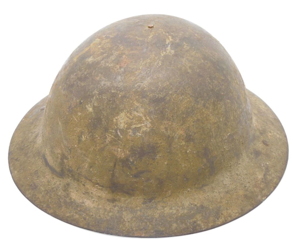 Lot 225: WWI Era US Army Doughboy Helmet & Liner #1