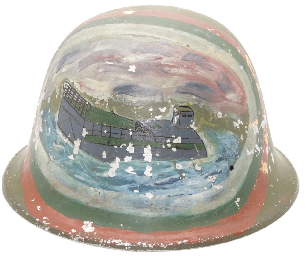 Lot 227: WWII Era Japanese Military Civil Defense CD Souvenir Painted Helmet
