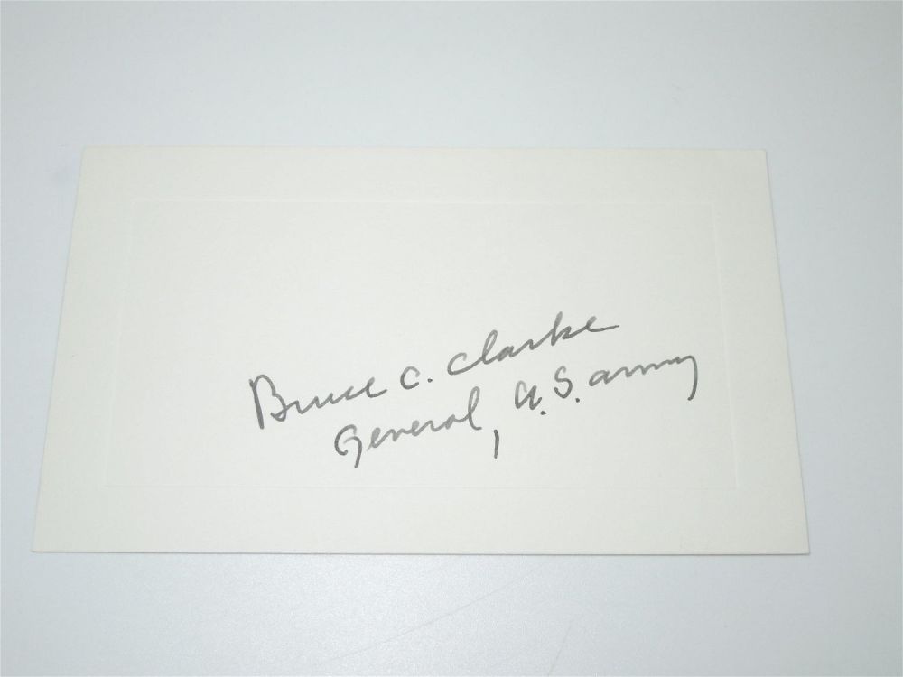 Lot 249: Original Signed US Army General Bruce Clarke Autographed Card I Corps Commanding