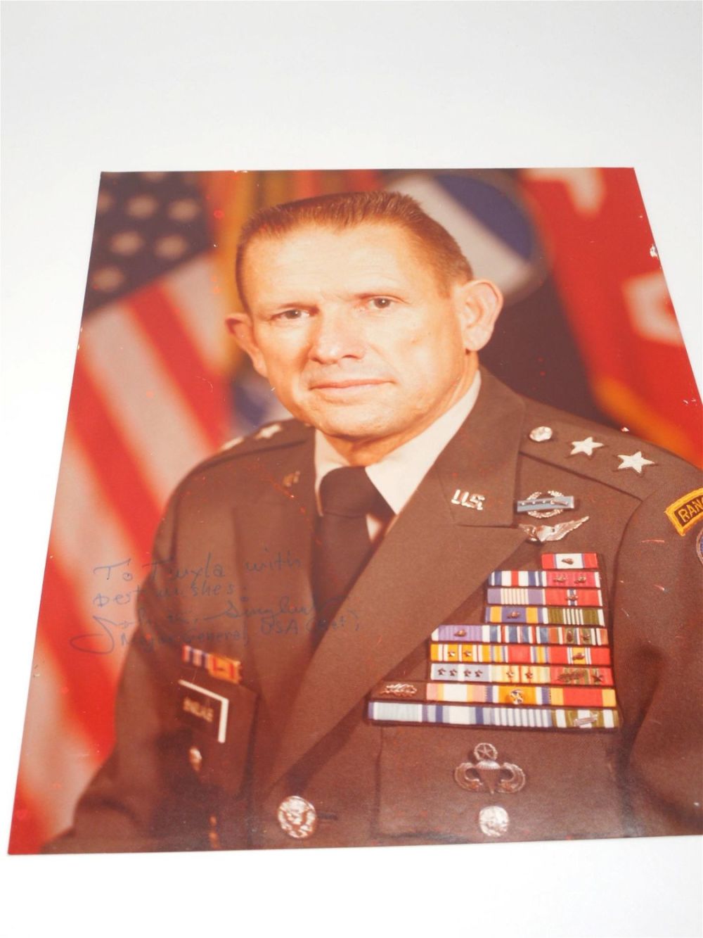 Lot 253: Original Signed US Army Jedburgh General John K. Singlaub Autograph Photo