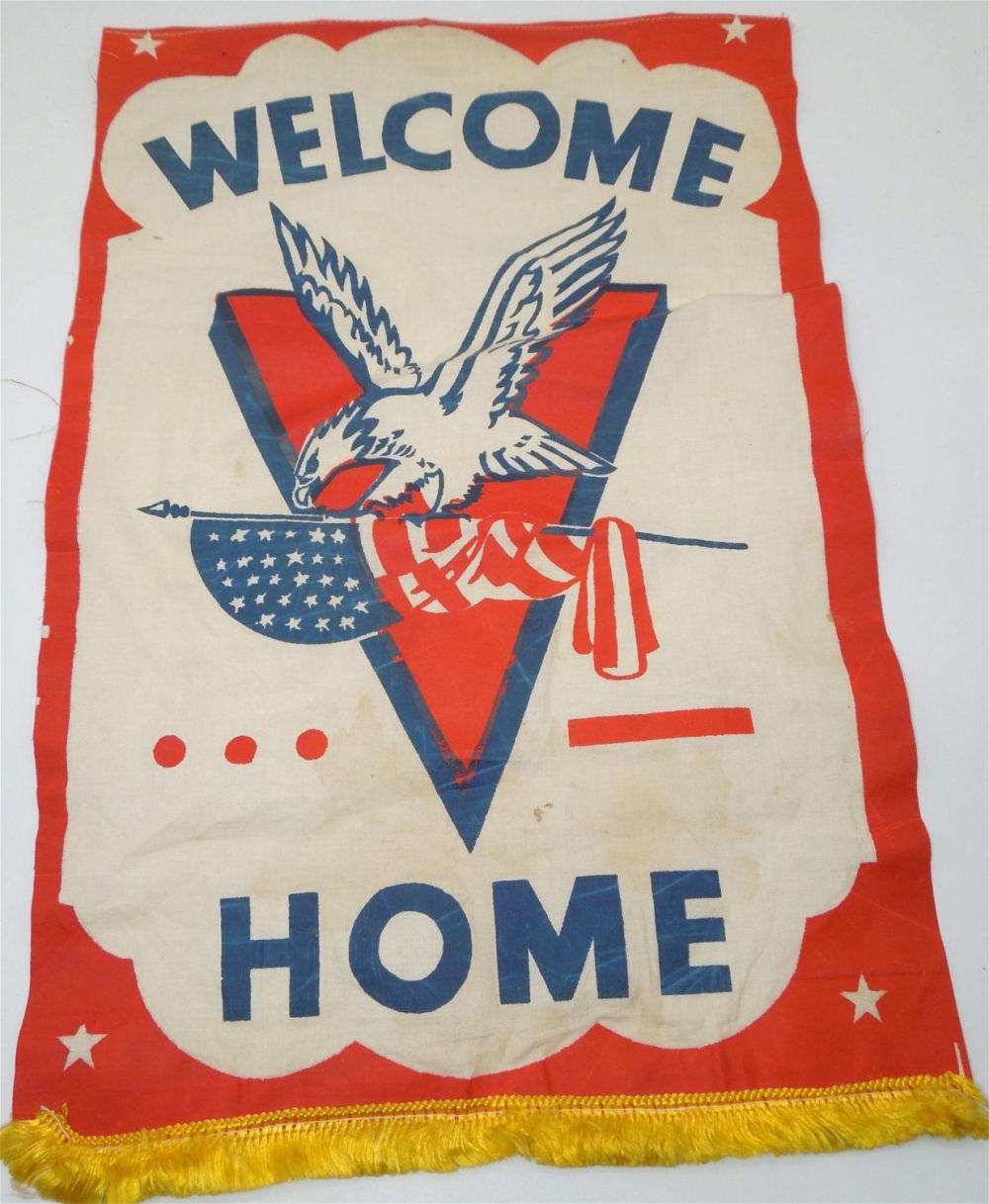 Lot 265: WWII Era Welcome Home V For Victory Home Front Banner