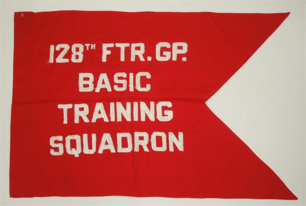 Lot 267: Post War-1950s USAF Air Force 128th Fighter Group Basic Training Squadron Guidon Flag