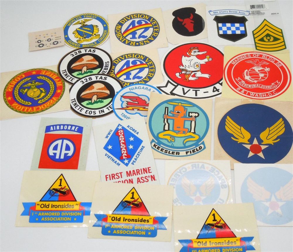 Lot 274: WWII - Modern US Military Helmet & Other Patch Decals