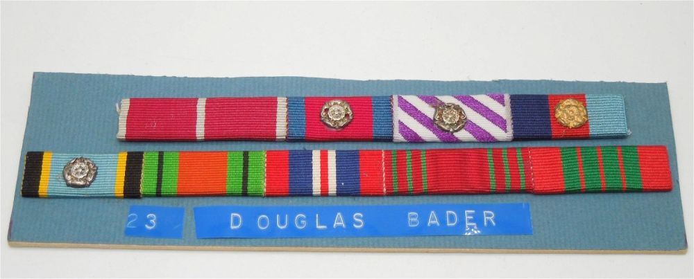 Lot 281: WWII British Flying Ace Group Captain Douglas Bader 22 Victories Ribbon Bars