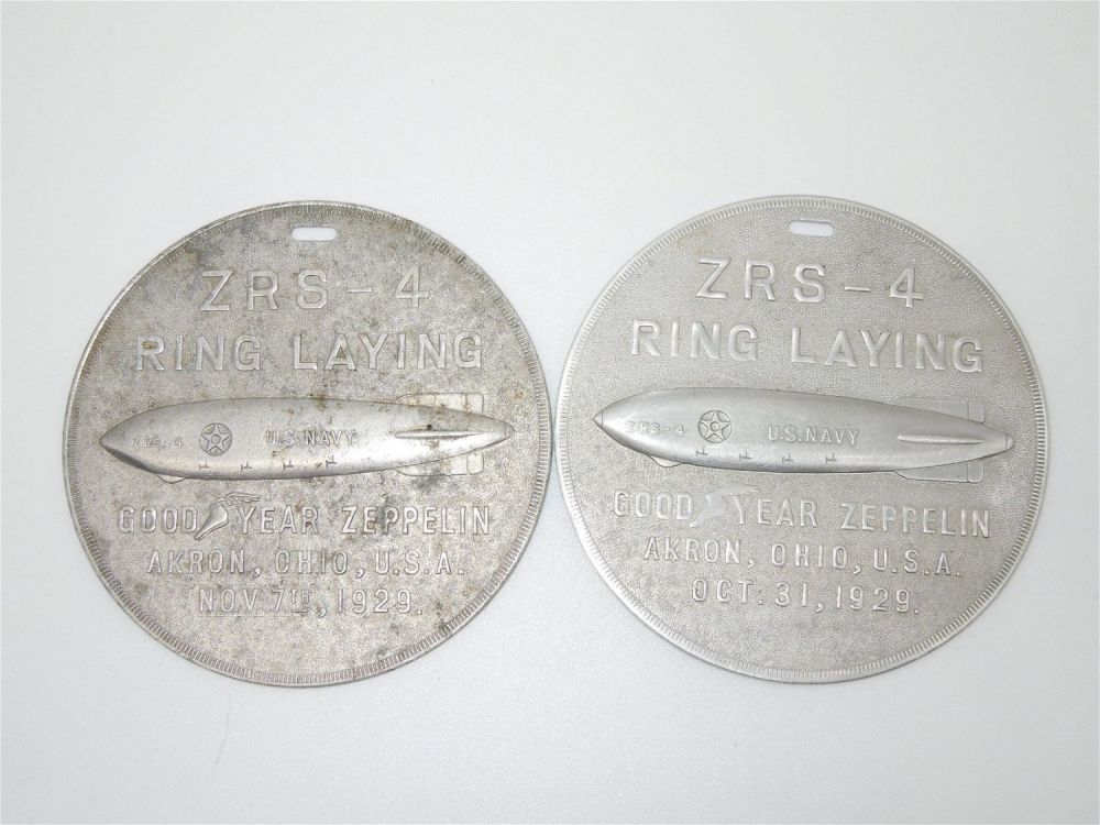 Lot 307: 1929 ZRS-4 US Navy GOODYEAR ZEPPELIN Akron, OH Medallion Coins Medals