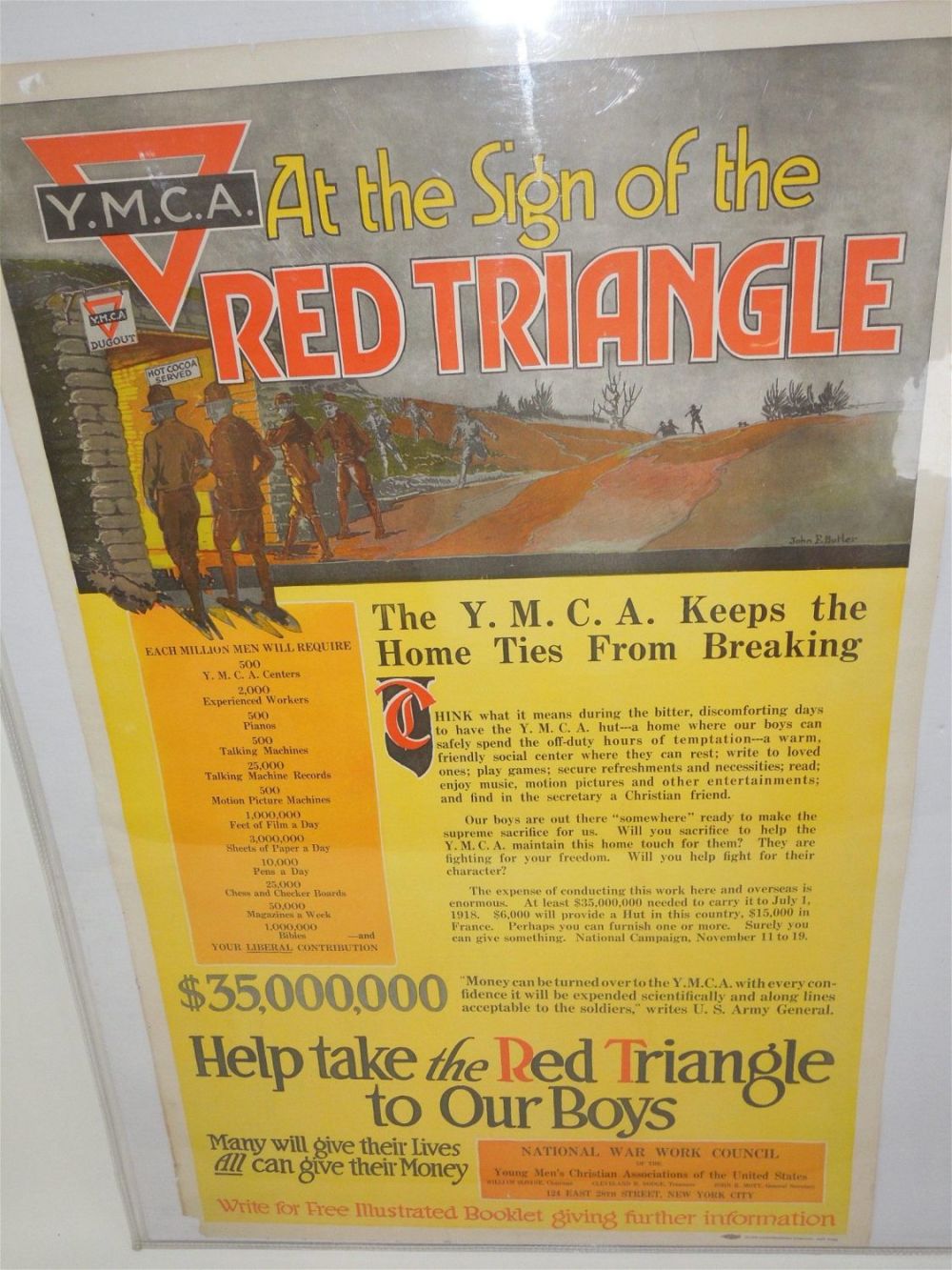 Lot 341: WWI YMCA Red Triangle War Council Fund Raising Poster