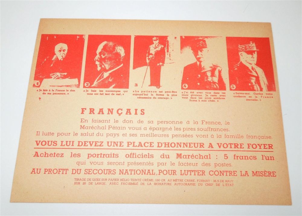 Lot 349: WWII French State Propaganda Supporting Marshall Pertain