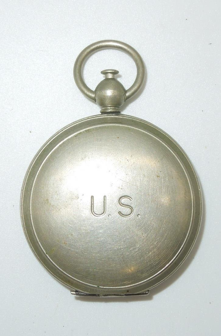 Lot 356: WWII US Military Waltham Nickel Plated Brass Pocket Compass