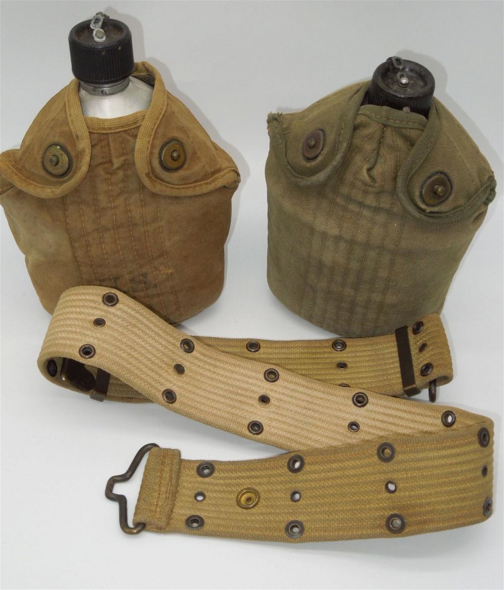 Lot 370: WWII US Army Military Canteens & Belt Field Gear Lot