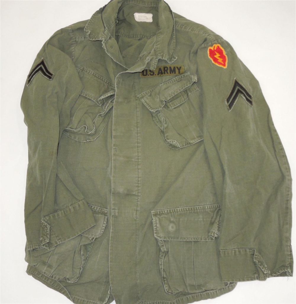 Lot 374: Vietnam War US Army 25th Infantry Division Rip Stop Jungle OD Jacket